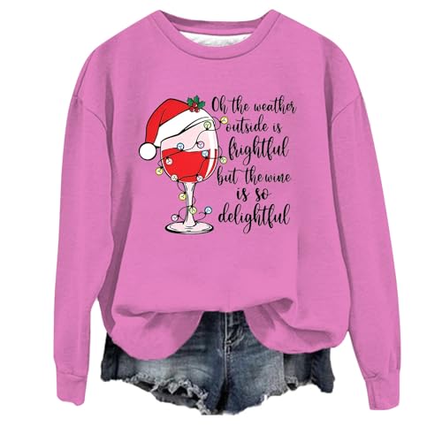 Sweatshirt Damen Langarm, Weihnachtspullover Damen Hoodie Langarmshirt Langarm ohne Kapuze Warm Weihnachtspullover Sweatshirt Weihnachten Casual Lustig Weihnachtspulli Pullover von Dwevkeful