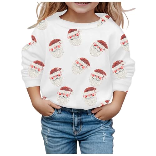 Sweatshirt Mädchen 128, Pullover Teenager Mädchen Weich Weihnachtspullover Strickpullover Mädchen ohne Kapuze Hochwertige Sweatshirt Weihnachtspulli Warm Weihnachten Pullover Langarmshirt von Dwevkeful