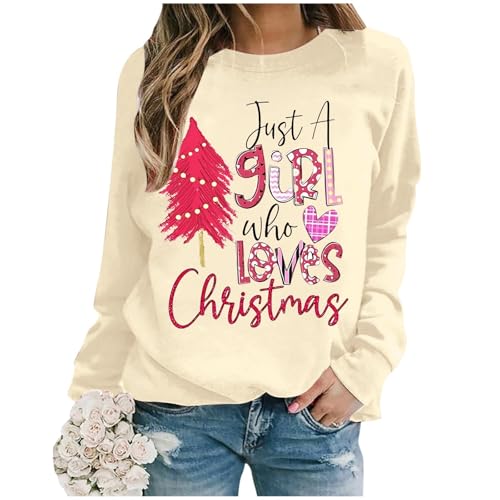 Sweatshirts für Damen Casual Lustig Sweatshirt Langarmshirt ohne Kapuze Warm Pullover Weihnachtspullover Langarm Weihnachten Hoodie Weihnachtspulli von Dwevkeful