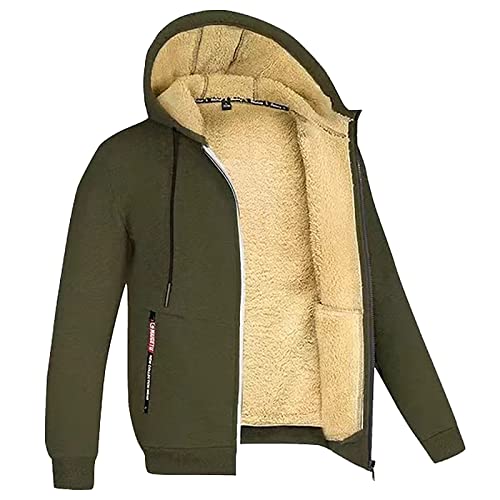 Teddyfleece Jacke Herren, Fleecejacke Herren Gefüttert Kapuzenpullover Hoodie Sweatjacke Trachtenjacke Langarm Jacke von Dwevkeful