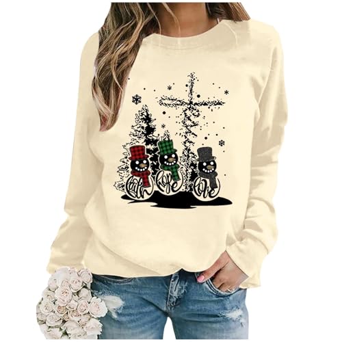 Weihnachtspullover Damen ohne Kapuze Warm Langarmshirt Sweatshirt Lustig Weihnachten Pullover Weihnachtspullover Langarm Casual Weihnachtspulli Hoodie von Dwevkeful