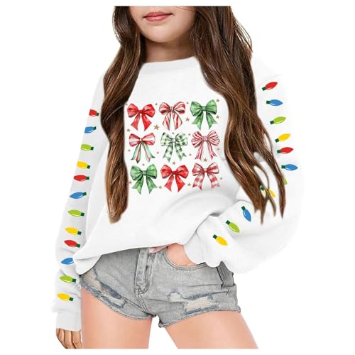 Weihnachtspullover Kinder Gr 128, Sweatshirt Mädchen Hochwertige Weich Warm Weihnachtspullover Pullover Weihnachten ohne Kapuze Weihnachtspulli Sweatshirt Mädchen Strickpullover Langarmshirt von Dwevkeful