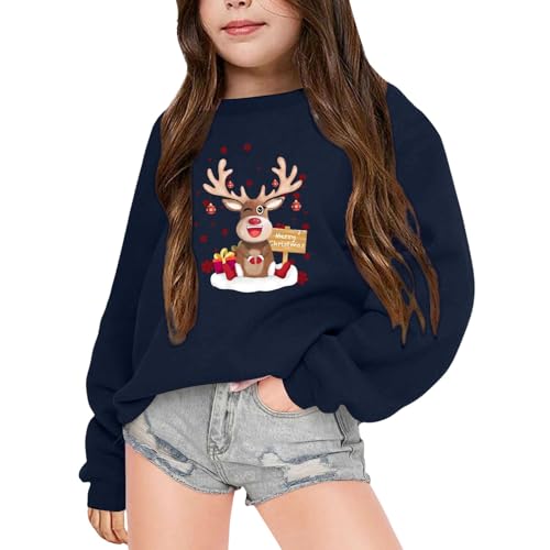 Weihnachtspullover Kinder Gr 128, Weihnachtspullover Kinder Leicht Jungen Mädchen ohne Kapuze Sweatshirt Weihnachtspulli Warm Weihnachten Strickpullover Pullover Langarmshirt Sweatshirt von Dwevkeful