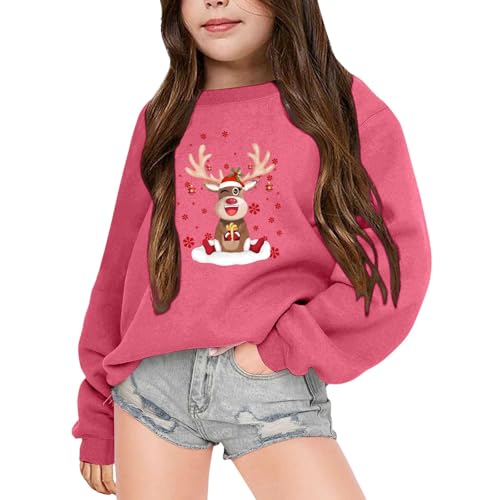 Weihnachtspullover Kinder Mädchen, Weihnachtspulli Kinder Langarmshirt Weihnachtspullover Warm ohne Kapuze Weich Mädchen Strickpullover Pullover Weihnachten Hochwertige Weihnachtspulli Sweatshirt von Dwevkeful