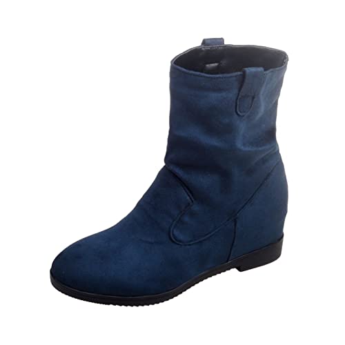 Winterstiefel Damen Gefüttert Schwarz, Schlupfstiefel Damen Spitz Schlupfstiefel Westernstiefel Leicht Bequemer Halbhohe Halbstiefel Gefüttert mit Schnalle Wildleder Winterstiefel Stiefeletten von Dwevkeful