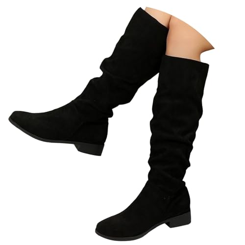 Winterstiefel Damen Wasserdicht Jack, Damen Stiefeletten Spitz Gefüttert Winterstiefel Halbstiefel Bequemer mit Schnalle Halbhohe Schlupfstiefel Wildleder Leicht Stiefeletten Westernstiefel von Dwevkeful