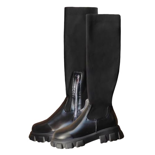 schnürstiefel Damen schwarz, Westernstiefel Damen, Winddicht Gefüttert Westernstiefel Overknees Stiefel Elegant rutschfeste Schnürstiefel Kniehohe Stiefel Leder Leicht Hohe Stiefel Winterstiefel von Dwevkeful