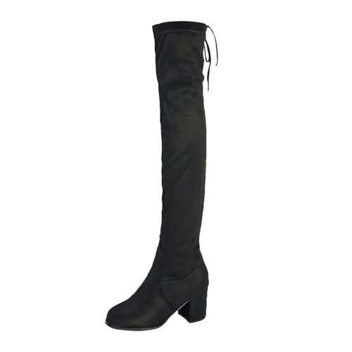 schnürstiefel Damen schwarz, Winterstiefel Damen Winddicht Westernstiefel Winterstiefel Elegant rutschfeste Gefüttert Kniehohe Stiefel Schnürstiefel Leicht Leder Hohe Stiefel Overknees Stiefel von Dwevkeful