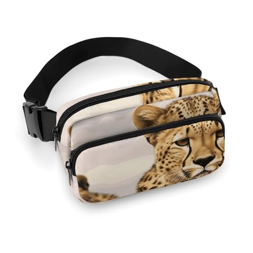Coole Leoparden-Fanny-Tasche für Damen und Herren, Gürteltasche mit verstellbarem Gurt für Reisen, Sport, Wandern, cooler Leopard, 20 x 13 cm, Hüfttasche, cooler Leopard, 20 x 13 cm, Hüfttasche, von Dwrepo