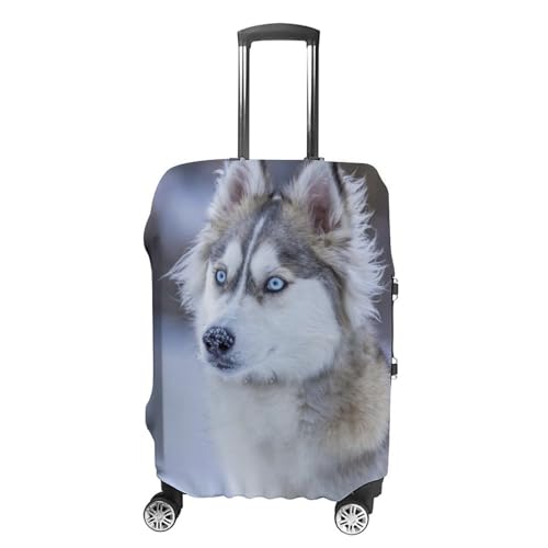 Dwrepo Gepäckabdeckung, elastisch, waschbar, staubdicht, Hund im Schnee, Reisegepäckabdeckung, modischer Koffer-Schutz, verdickte Gepäckabdeckung, passend für 45,7 - 81,3 cm Gepäck, weiß, XL von Dwrepo