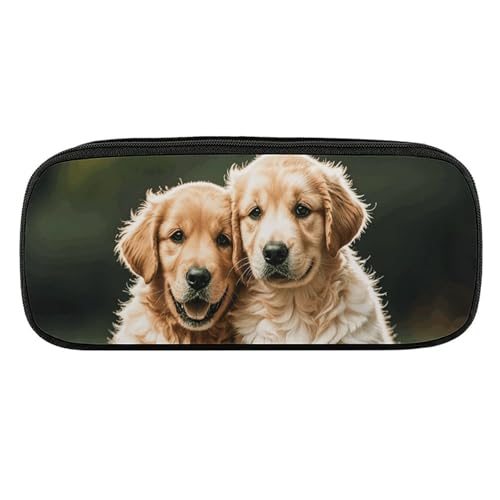 Dwrepo Golden Retriever Federmäppchen für Hunde, Welpen, Haustiere, tragbar, großes Fassungsvermögen, Stifteetui, Make-up-Tasche für Erwachsene, Büro, Geschenke, Golden Retriever, Hunde, Welpen, von Dwrepo