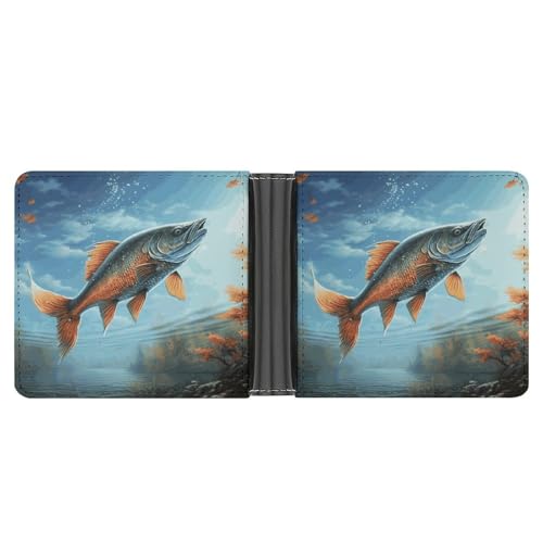 Dwrepo Herren-Ledergeldbörse für Herren, Flying Fish, schlanke Brieftasche mit mehreren Karten, klassischer Passcase, Kartenhalter, Schwarz, Einheitsgröße, klassisch, schwarz, Einheitsgröße, von Dwrepo