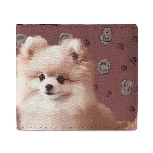 Dwrepo Pomeranians Puppies And Point Wallets for Women Men Leather Small Credit Card Wallet Slim Purse Bifold Wallet Card Holder Wallet, White, One Size, Casual, White, One Size, Casual, weiß, von Dwrepo