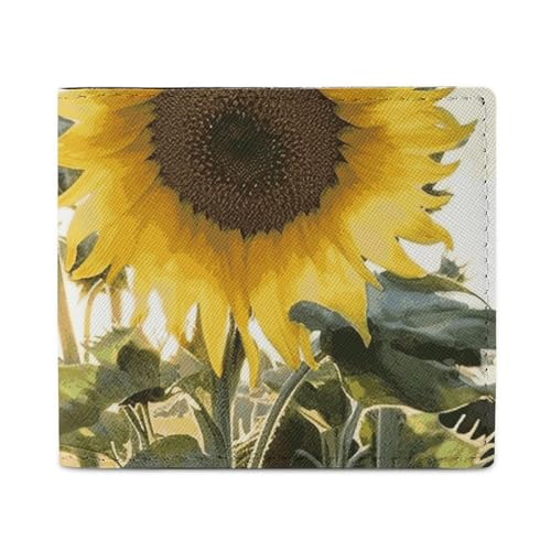 Dwrepo Smiling Sunflowers Wallets for Women Men Leather Small Credit Card Wallet Slim Purse Bifold Wallet Card Holder Wallet, White, One Size, Casual, White, One Size, Casual, weiß, Einheitsgröße, von Dwrepo