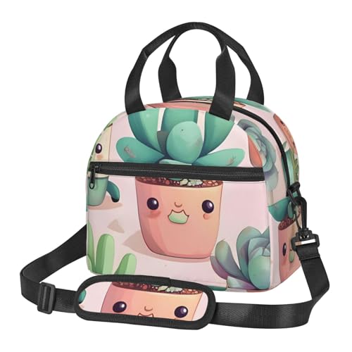 Isolierte Lunchtasche für Damen und Herren, wiederverwendbare Lunchbox mit verstellbarem Schultergurt, schöne Sukkulenten, Kühltasche, große Lunchtasche, auslaufsichere Lunchbox für Büro, Reisen, von Dwrepo