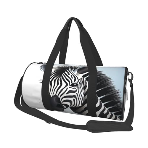 Reisetasche mit Zebramuster, mit Tasche und verstellbarem Riemen, große Sporttasche, modische Yoga-Tasche für Damen und Herren, Schwarz, Einheitsgröße, modisch, schwarz, Einheitsgröße, modisch, von Dwrepo