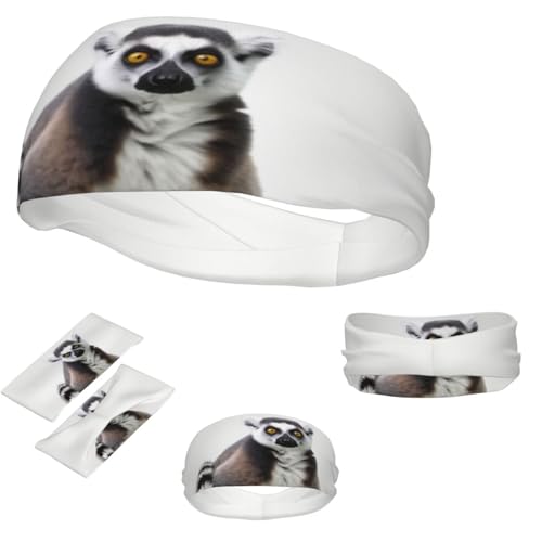 Sport-Stirnbänder für Männer und Frauen, feuchtigkeitsableitend, athletisches Schweißband, Ringschwanz, Lemur-Stirnband, elastisch, breite Haarbänder von Dwrepo