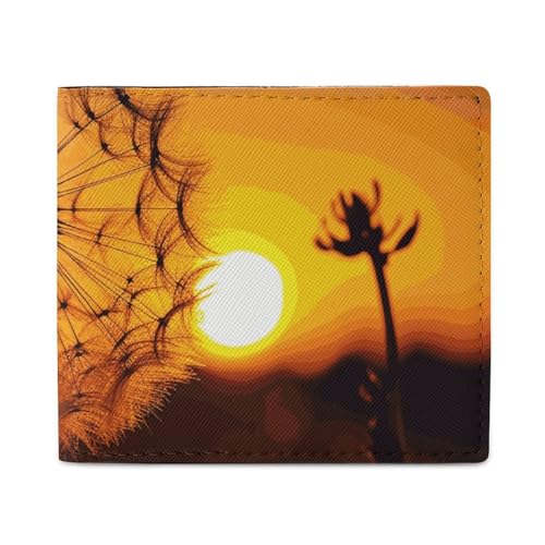 Sunset Pusteblume Geldbörsen für Damen und Herren, Leder, kleine Kreditkartenbörse, schlanke Geldbörse, Bifold Wallet Kartenhalter, Geldbörse, weiß, Einheitsgröße, lässig, weiß, Einheitsgröße, lässig, von Dwrepo