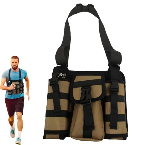 Dybnuhoc Water Bottle Holder Bag, Adjustable Shoulder Bag with Multi Pockets, Sling Bottle Carrier Bag for Hiking, Water Bottle Pouch with Carabiners, Perfect for Outdoor Adventures von Dybnuhoc