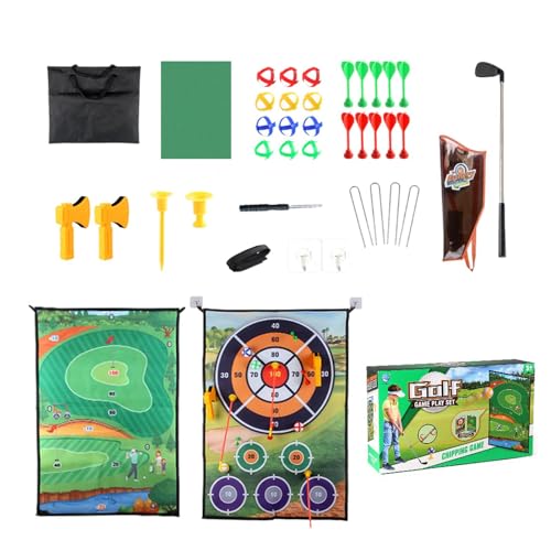 Dyeulget Chip-and-Stick-Golfspiel, Golf-Dart-Chipping-Spiel | Doppelseitige Übungsmatte Golf-Chipping-Spiel | Komplettes Golf-Trainingsmatten-Set, große Dartscheibe, lustiges Familienspiel für von Dyeulget