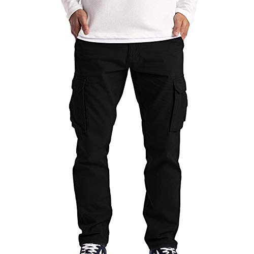 Dyhxuan Cargohose Herren Lang Einfarbig Baumwolle Arbeitshosen Baggy Chino Hosen Mit 6 Taschen Outdoor Wanderhose Trekkinghose Freizeithose Sporthose Gerade Hose mit Weitem Bein S-5XL (Plüsch/Nr) von Dyhxuan