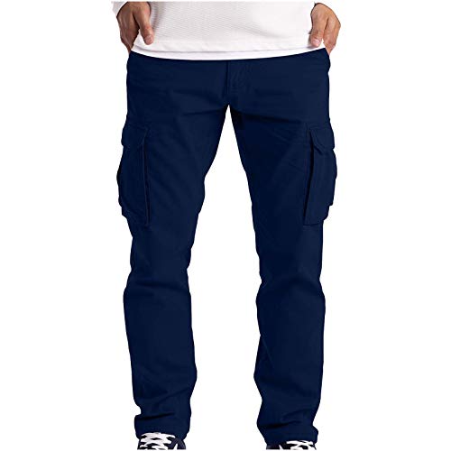 Dyhxuan Cargohose Herren Lang Einfarbig Baumwolle Arbeitshosen Baggy Chino Hosen Mit 6 Taschen Outdoor Wanderhose Trekkinghose Freizeithose Sporthose Gerade Hose mit Weitem Bein S-5XL (Plüsch/Nr) von Dyhxuan