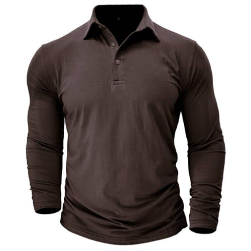 Dyhxuan Hemd Herren Baumwolle Vintage Einfarbige Langarmshirt V-Ausschnitt Shirt mit Knöpfe Langarm Pullover Oberteile Revers T-Shirt für Männer Regulär Fit Langarmshirts Freizeithemd von Dyhxuan