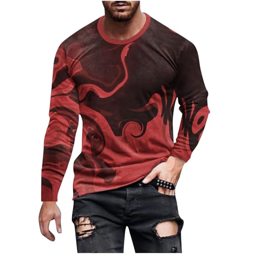 Dyhxuan Pullover Herren Lustig Druck Langarmshirt Beängstigend Muster Übergangs Shirt Langarm Rundhals Oberteile Sweater Vintage Motive Leichte Sweatshirt Autumn Winter Pulli Bequeme Tunika S-5XL von Dyhxuan