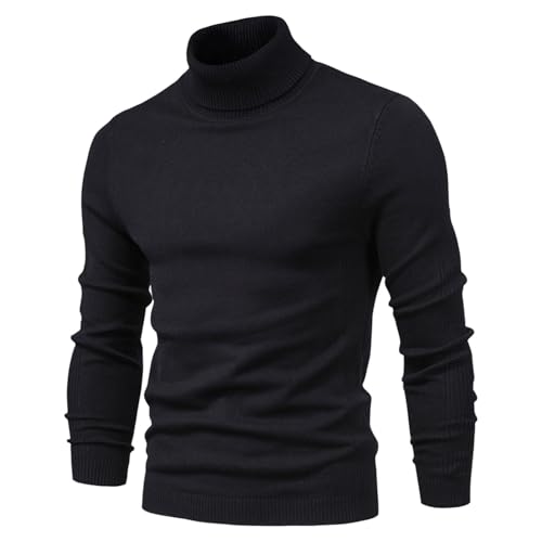 Dyhxuan Rollkragenpullover Herren Basic Einfarbige Pullover Autumn Winter Strickpullover Lässig Einfarbige Pulli Langarm Sweater Tops Regulär Fit Sweater Bequeme Warm Langarmshirt S-2XL von Dyhxuan