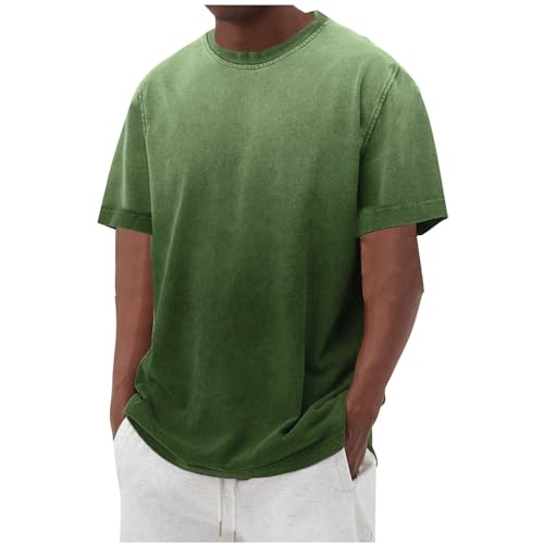 Dyhxuan T-Shirts für Herren Oversize Baumwolle Oberteile Lässig Farbverlaufsdruck Tops Sommer Kurzarm Tshirt Locker Bequeme Pullover Sommerlich Rundhals Shirt Sportshirt Laufshirt M-3XL von Dyhxuan