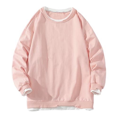 Dyhxuan Zwei Stücke fälschen Pullover Herren Leichte Sweatshirt mit O-Ausschnitt Modische Farbblock Splicing Langarmshirt Übergangs Pulli Oberteile Langarm Sweatshirts Autumn Winter Sweater Jumper von Dyhxuan