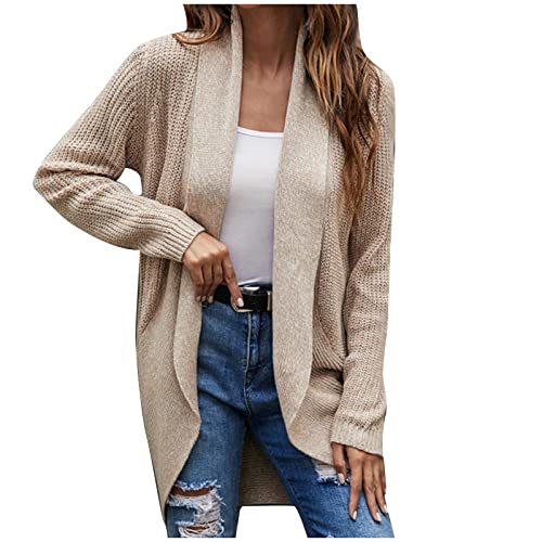 Strickjacke Damen Lang Cardigan Mantel Temperament Pullover Strickmantel Leichter Langarm Farbblock Patchwork Cardigan Top Übergangsjacke Freizeitjacke Outdoorjacke Sportjacke Herbstjacke von Dyhxuan