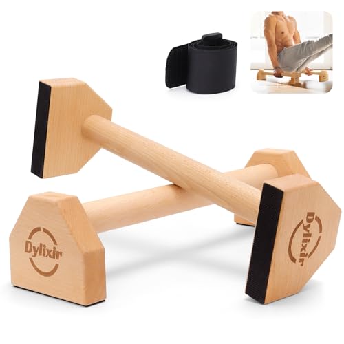 Liegestützgriffe 2 Push Up Bars Holz Parallettes gelenkschonende Liegestützgriffe Calisthenics Equipment Fitnessgeräte für zuhause Handstand & Liegestütze M von Dylixir