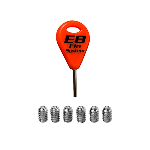 E8 FIN SYSTEM - 1 Schlüssel für Surfbrett und 6 Schrauben aus Edelstahl - Zubehör für Surfbrett - Ersatzschlüssel für Quilla - Surffflosse - Orange von E8 FIN SYSTEM