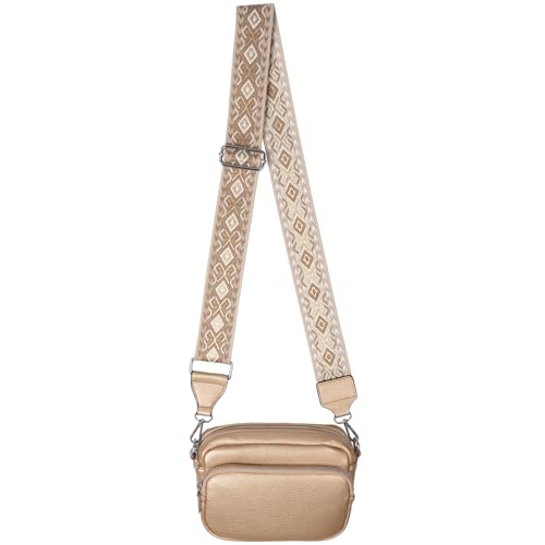 Bauchtasche Umhängetasche Crossbody-Bag Hüfttasche Kunstleder Italy-Design (Gold) von EAAKIE