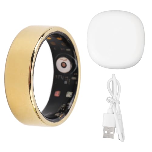 Smart Health Tracker Fitness-Ring, leichter Schlafzähler-Überwachungs-Gold-Gesundheitsring, Edelstahl-Smart-Ring für Männer und Frauen (Size 21 Applicable Finger Circumference: Approx.) von EASTALOLO
