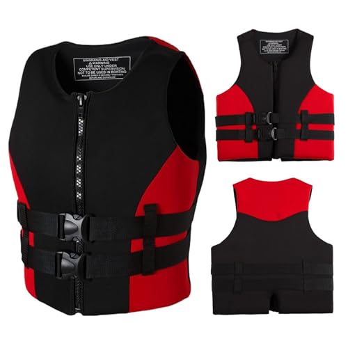 EAXAY Schwimmweste for Erwachsene, Schwimmhilfeweste, Schwimmhilfeweste Neopren-Wassersport-Schnorchelweste Unisex-Schwimmwesten for Kajakfahren, Bootfahren, Schnorcheln(Red,L(70-78KG)) von EAXAY