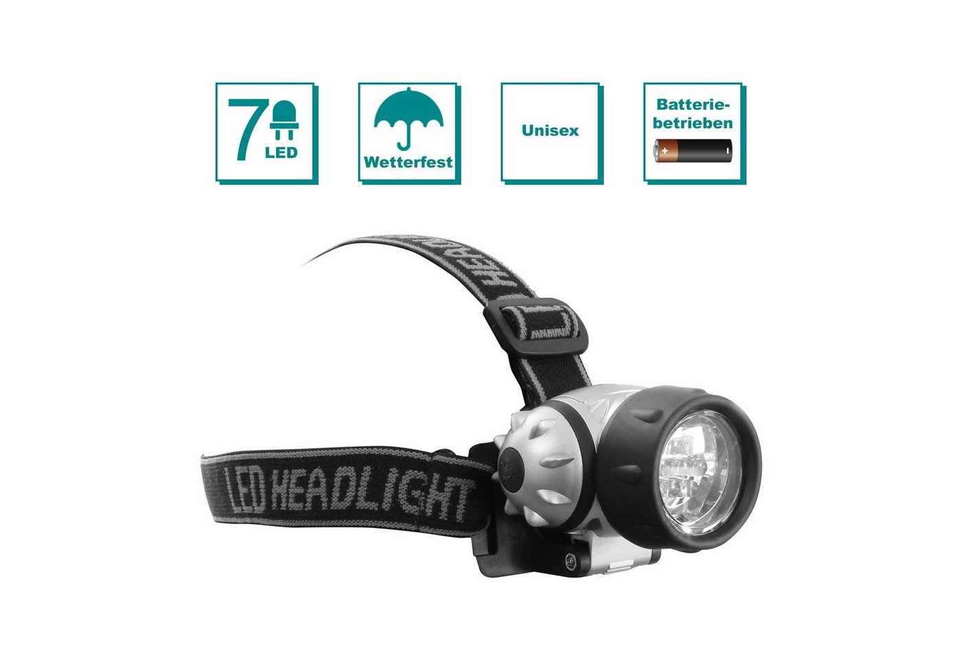 EAXUS LED Stirnlampe LED Stirnleuchte/Kopflampe mit 7 LEDs, Dimmbar über 3 Leuchtmodi, Wasserfest nach IP44 EAXUS LED Stirnlampe LED Stirnleuchte/Kopflampe mit 7 LEDs, Dimmbar über 3 Leuchtmodi, Wasserfest nach IP44 von EAXUS