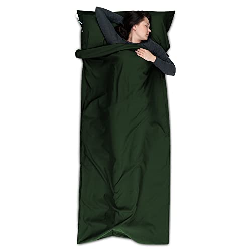 EAZY CASE Mikrofaser Hüttenschlafsack, Leichter Schlafsack, Reiseschlafsack fürs Handgepäck auch als Decke, Grün von EAZY CASE