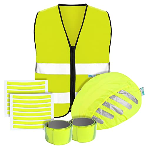EAZY CASE - Regenschutz Fahrrad Kids, Regenhaube für Fahrradhelm, Sicherheitsweste Kinder, Fahrrad Reflektoren Aufkleber, Klatscharmband Kinder, Geschenke für Schulanfänger zum Schulstart in Gelb EAZY CASE - Regenschutz Fahrrad Kids, Regenhaube für Fahrradhelm, Sicherheitsweste Kinder, Fahrrad Reflektoren Aufkleber, Klatscharmband Kinder, Geschenke für Schulanfänger zum Schulstart in Gelb von EAZY CASE