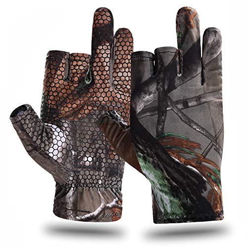 EAmber Camouflage Jagdhandschuhe Fingerlose Handschuhe Pro Anti-Rutsch Sonnenschutz Leicht Angeln Bogenschießen Zubehör Jagd Outdoor von EAmber