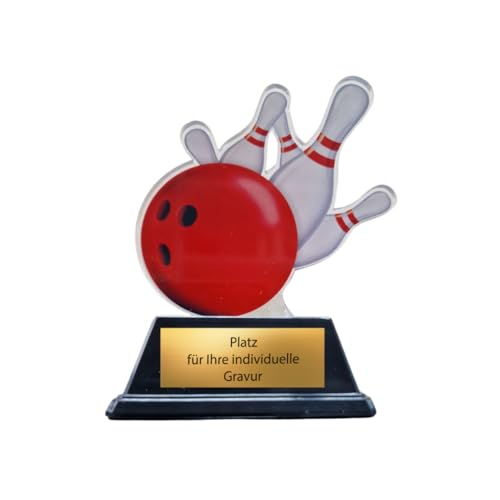 EBERiX · Bowling Pokal · Wunschgravur inklusive · Trophäe mit Bowlingkugel & Pins aus Acryl auf schwarzem Sockel · 10 cm leicht & stabil · personalisierbar EBERiX · Bowling Pokal · Wunschgravur inklusive · Trophäe mit Bowlingkugel & Pins aus Acryl auf schwarzem Sockel · 10 cm leicht & stabil · personalisierbar von EBERiX POKALE