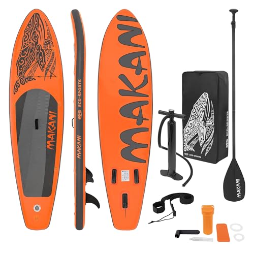 ECD Germany Aufblasbares Stand Up Paddle Board Makani | 320 x 82 x 15 cm | Orange | PVC | bis 150 kg | Pumpe Tragetasche Zubehör | SUP Board Paddling Board Paddelboard Surfboard | verschiedene Modelle ECD Germany Aufblasbares Stand Up Paddle Board Makani | 320 x 82 x 15 cm | Orange | PVC | bis 150 kg | Pumpe Tragetasche Zubehör | SUP Board Paddling Board Paddelboard Surfboard | verschiedene Modelle von ECD Germany