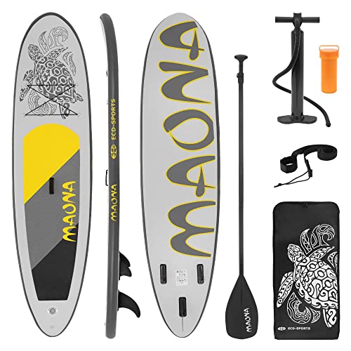 ECD Germany Aufblasbares Stand Up Paddle Board Maona | 308 x 76 x 10 cm | Grau | PVC | bis 120kg | Pumpe Tragetasche Zubehör | SUP Board Paddling Board Paddelboard Surfboard | Verschiedene Modelle von ECD Germany