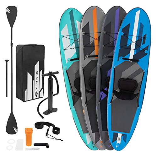 ECD Germany Aufblasbares Stand Up Paddle Board Set mit Kajak Sitz, Schwarz, 320x82x15 cm, aus PVC, Alu-Paddel, Komplettes Zubehör, SUP Board Paddling Board Paddelboard Surfboard Surfbrett Paddelbrett ECD Germany Aufblasbares Stand Up Paddle Board Set mit Kajak Sitz, Schwarz, 320x82x15 cm, aus PVC, Alu-Paddel, Komplettes Zubehör, SUP Board Paddling Board Paddelboard Surfboard Surfbrett Paddelbrett von ECD Germany