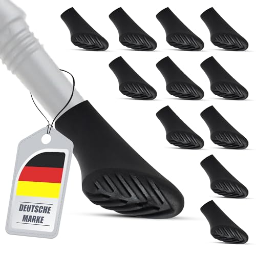 ECENCE 12x Gummipuffer für Nordic Walking Stöcke, Aufsätze Trekkingstöcke, Nordic Walking Pads, Aufsätze Wanderstöcke, Kies & Gebirge Asphalt & Kies Schwarz von ECENCE