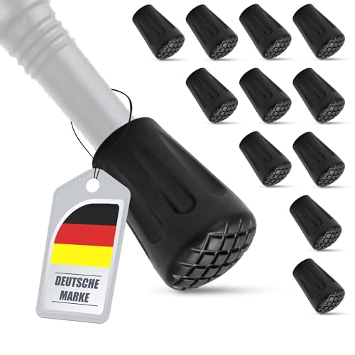 ECENCE 12x Gummipuffer für Nordic Walking Stöcke, Aufsätze Trekkingstöcke, Nordic Walking Pads, Aufsätze Wanderstöcke, Kies & Gebirge Asphalt Schwarz von ECENCE