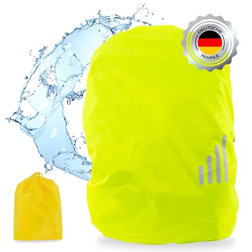 ECENCE Regenschutz Rucksack Gelb Regenbezug Rucksack 35-45L Regenhülle Schutzhülle für Schulranzen, Wasserdichter Rucksack-Überzug mit Aufbewahrungsbeutel von ECENCE