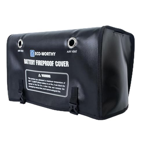 ECO-WORTHY Lipo Akku Schutz Tasche, feuerfeste und explosionsgeschützte Safe Bag für LiFePO4 Batterie,rc,Laden und Aufbewahren,Groß 38 * 26 * 24cm von ECO-WORTHY