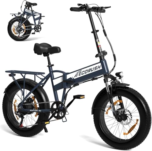 ECORUSH E Bike Klapprad,Elektrofahrrad mit 48V12A Lithium-Akku,E Bike Herren250W Motor & 25km/h,E Bike 20 Zoll Fat Tire, E Mountainbike 7-Gang Getriebe mit Mehrfache Dämpfung,Reichweite Max 90km ECORUSH E Bike Klapprad,Elektrofahrrad mit 48V12A Lithium-Akku,E Bike Herren250W Motor & 25km/h,E Bike 20 Zoll Fat Tire, E Mountainbike 7-Gang Getriebe mit Mehrfache Dämpfung,Reichweite Max 90km von ECORUSH